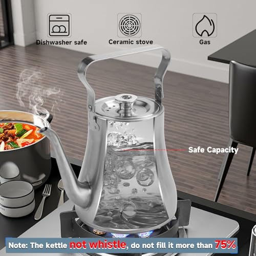 68OZ 2000ML Stainless Steel Teapot with Removable Infuser