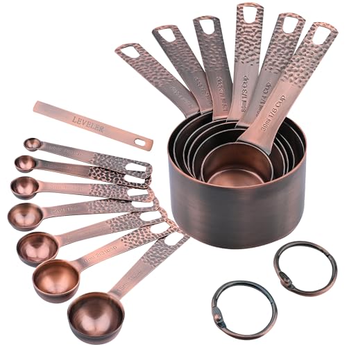 Copper Measuring Cups and Spoons Set 14