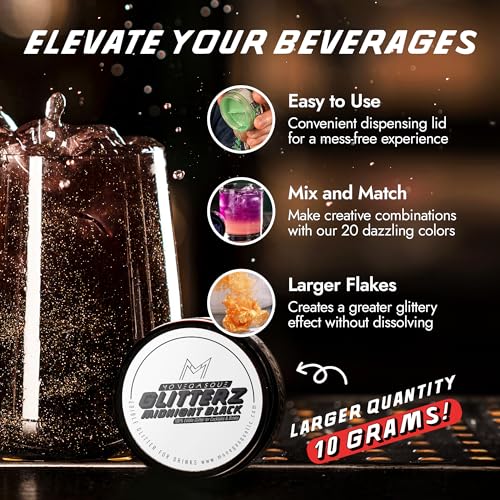 Midnight Black Edible Glitter for Drinks & Cakes