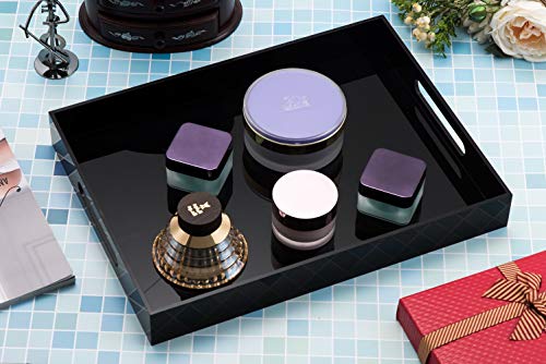 Glossy Black Sturdy Acrylic Serving Tray with Handles