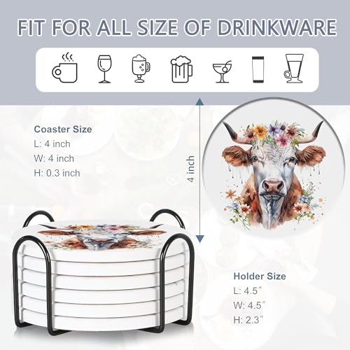 6 Pcs Coasters for Drinks with Holder