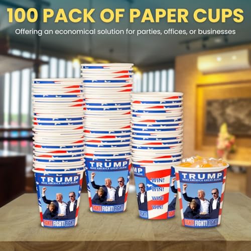 Trump Design Disposable Paper Coffee Cups (100 Count)