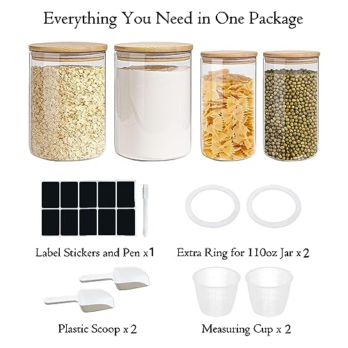 Glass Storage Jars Set Elegant Containers with Airtight Bamboo Lids