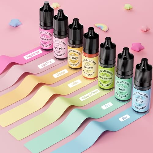 Food Coloring for Cake Decorating Macaron Edible Food Dye for Baking Royal Icing Cookie Supplies Gluten Free 7x12ml Food Grade Liquid Food Color Kits (2.8 Fl Oz)