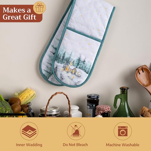 Double Oven Mitts 100% Cotton Double Oven Glove