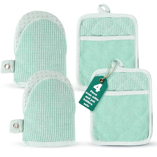 Heat Resistant Oven Mitts & Pot Holders (4 Count)
