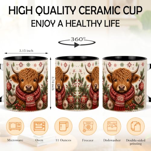 Nordic Christmas Highland Cow Coffee Mug
