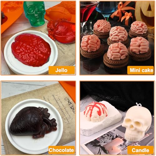 2 Pack Brain Heart Skull Cake Mold
