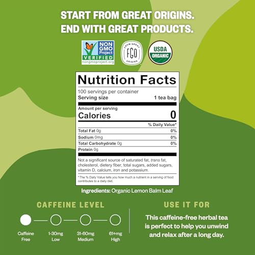 Organic Lemon Balm Tea (100 Count)