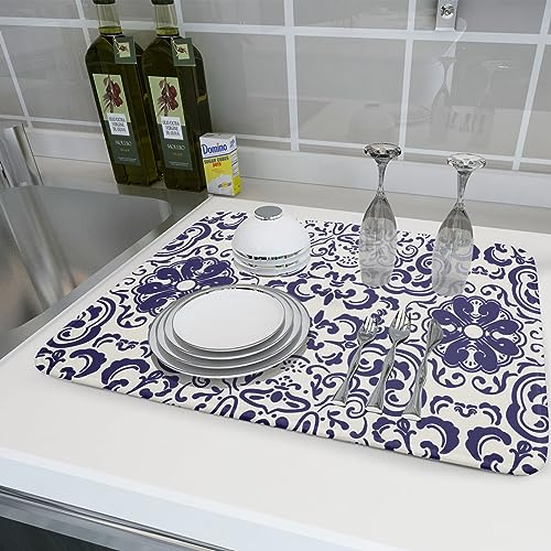 Boho Ethnic Design Dish Drying Mat for Kitchen Counter