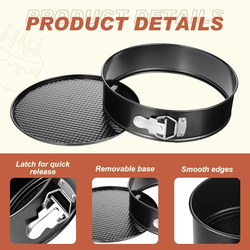 4 Pcs 10 Inch Non Stick Springform Pan with Removable Bottom Carbon Steel Round Springform Cheesecake Pan with Stainless Steel Spring Buckles for Baking Kitchens Restaurant (4 Count)