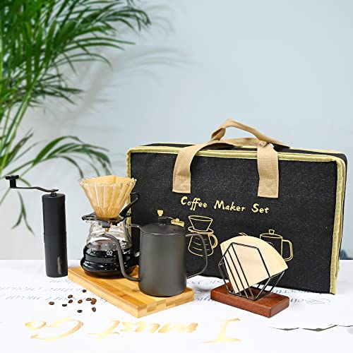 Coffee Set Coffee Dripper Server Glass Sharing Pot Pour Over Coffee Kettle Coffee Grinder Coffee Maker Set for Home Outdoor