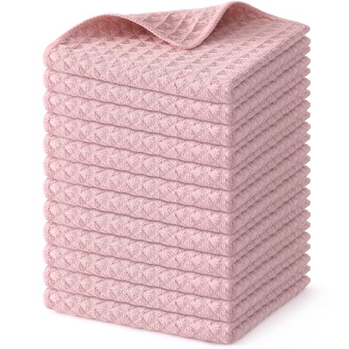 Microfiber Waffle Weave Kitchen Dish Cloths (12 Count)