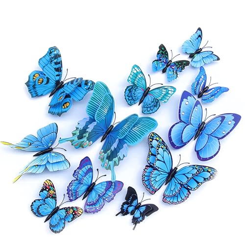 3D Butterfly Wall Decor Butterfly Decorations Stickers with Magnets (72 Count)