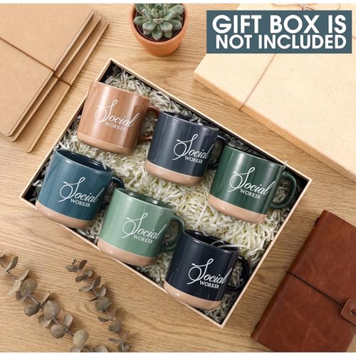10 Pcs Social Worker Appreciation Gifts Bulk 13 oz Ceramic Coffee Mugs Thank You Cups Social Worker Graduation Gift for BSW MSW DSW LCSW Must Haves Office Work (10 Count)
