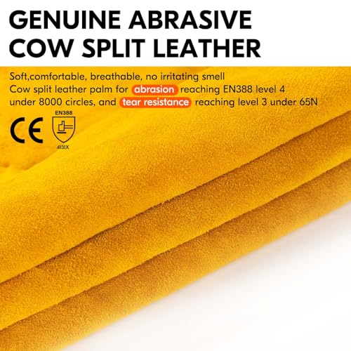 Unlined Full Leather Work Gloves (3 Count)