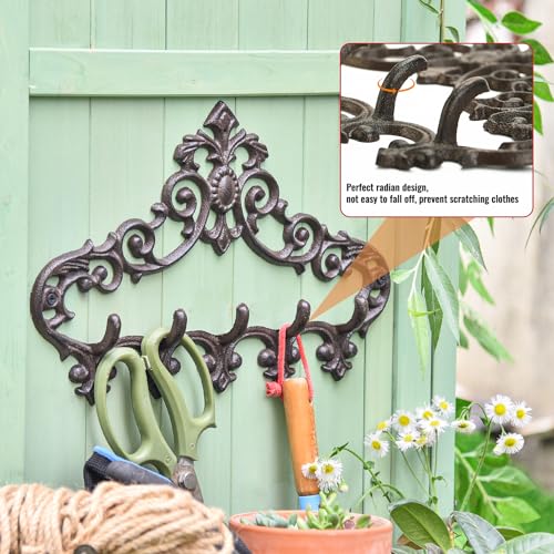 Cast Iron Rustic Coat Hook Hanger with 5 Hooks