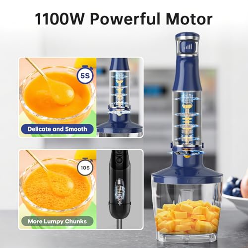 Immersion Blender Handheld 5 in 1 Hand Blender Set 1100W Heavy Duty