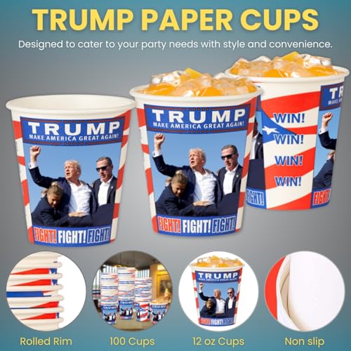Trump Design Disposable Paper Coffee Cups (100 Count)