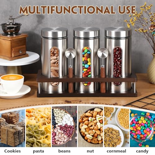 Stainless Steel Coffee Grounds Canisters Container with Shelf (3 Count)
