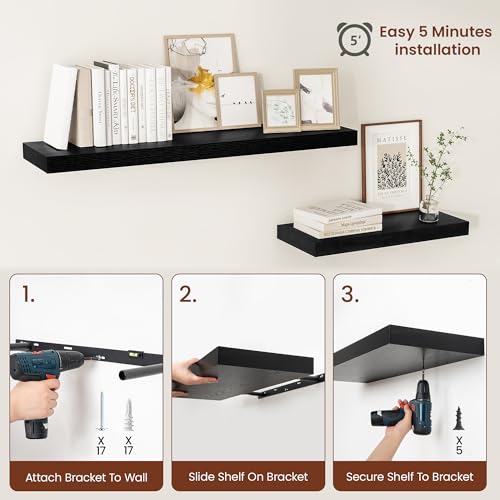 12 Deep Floating Shelves 30x12” Set of 2 (2 Count)