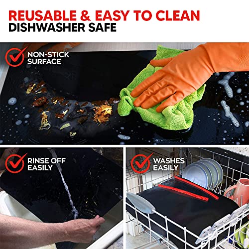Oven Liners for Bottom of Oven Bundled with Range Rack Shield