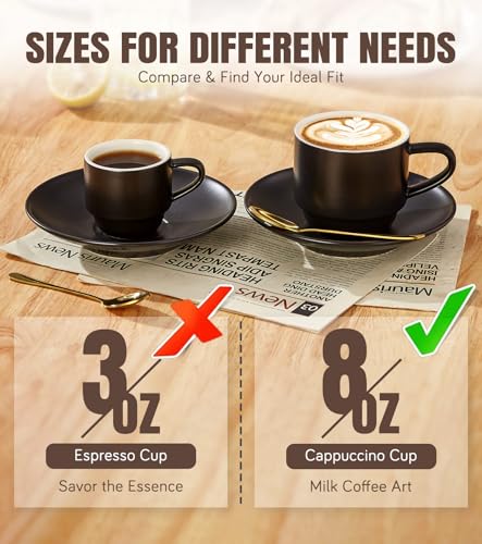 8 Ounce Porcelain Cappuccino Cups Set of 4 (4 Count)
