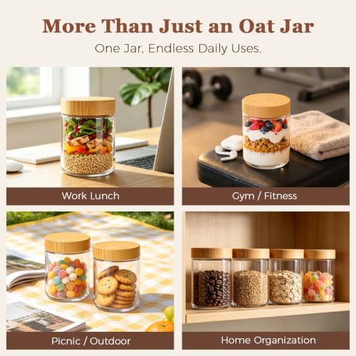 Overnight Oats Containers with Lids 16 oz (4 Count)