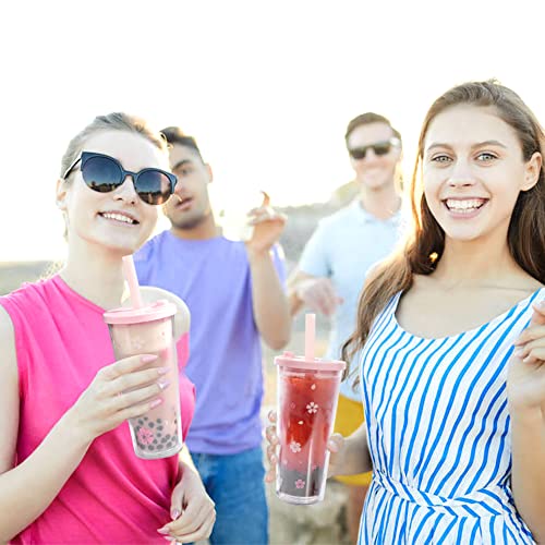 Reusable Plastic Boba Cup With Lids And Straws