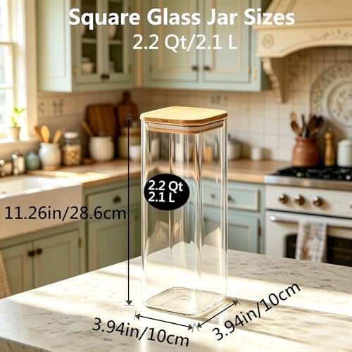2.2Qt Square Glass Jars (3 Count)