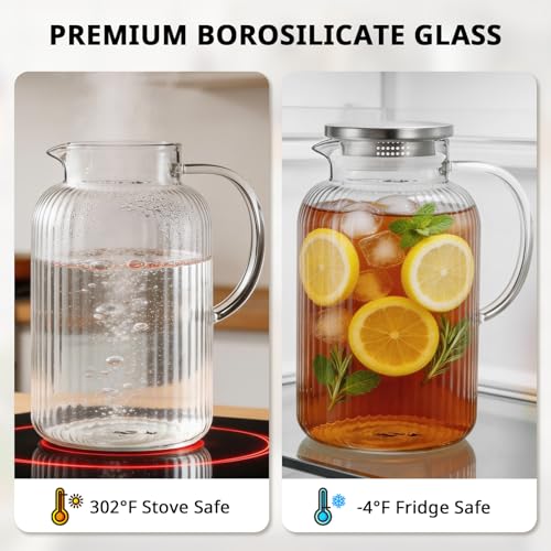 1 Gallon Glass Pitcher with Lid and Handle