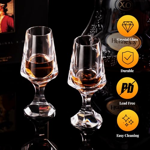 Crystal Snifter Glasses Set of 2 Handmade Stemmed Whiskey Glass (2 Count)