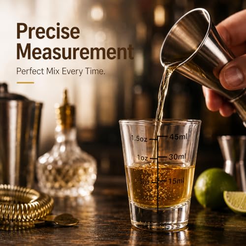 Shot Glasses Measuring Cup Set 12 Pack Espresso Shot Glasses Liquid Heavy Glass (12 Count)