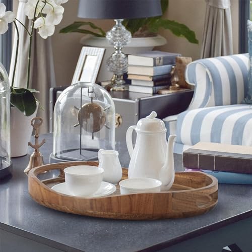Acacia Wood Serving Tray with Handles