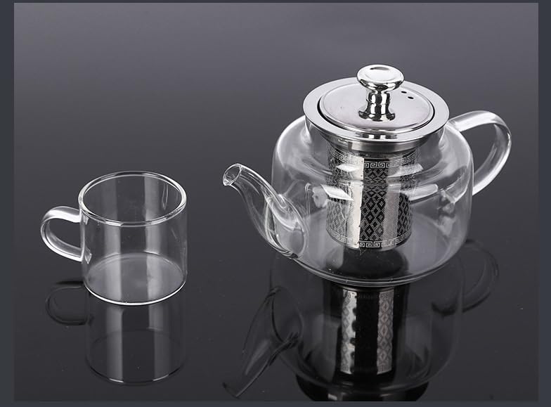 Tea Set Gift Set Kettle Home Office Thickened tability Glass Teapot Set with 6 Glass Cup Auspicious Clouds