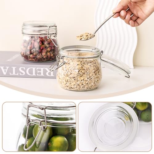 16oz 6 Pack Round Glass Jars with Airtight Lid (6 Count)
