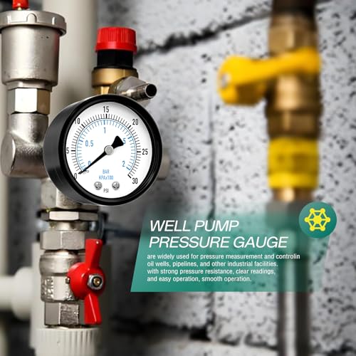 0 30PSI Well Pump Pressure Gauge 2" Dial Size