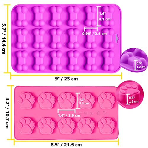 Reusable Silicone Molds with Puppy Dog Paw and Bone Shaped