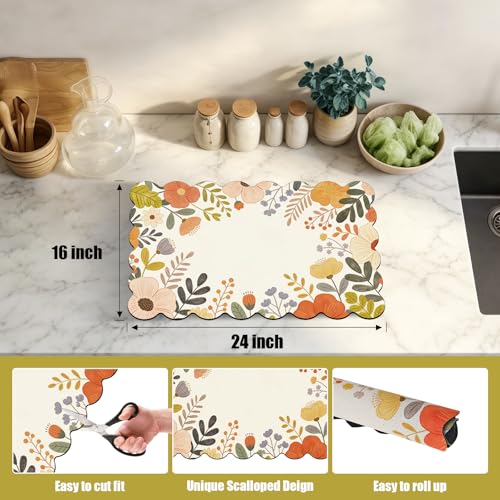 Scalloped Cute Coffee Bar Mat for Countertop