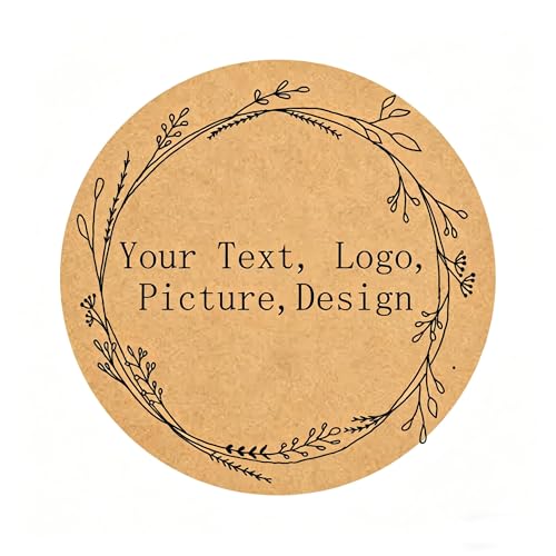 Custom Stickers Kraft Paper Labels Personalized Withe Text (100 Count)