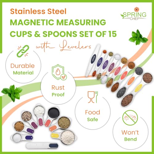 Magnetic Measuring Cups & Spoons Set of 15 (15 Count)
