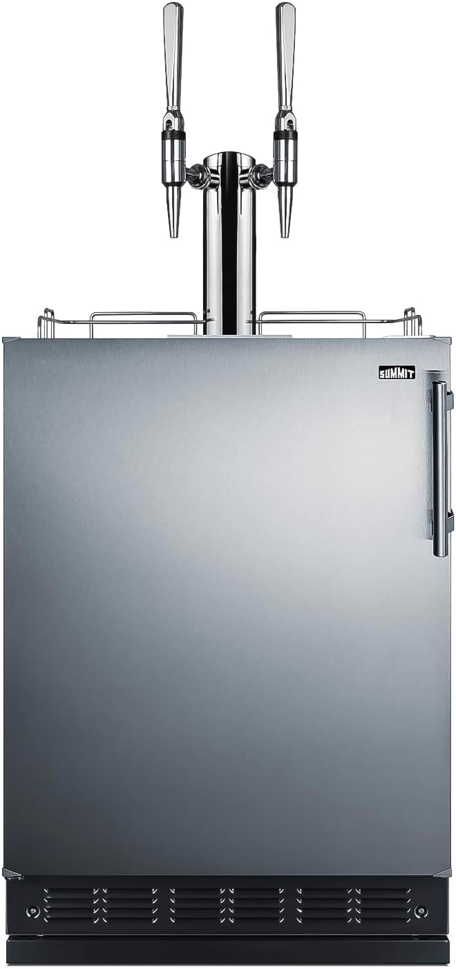 Summit Appliance 24" Wide Nitro Coffee Kegerator/Refrigerator Combo, Black Interior, Caster Wheels, Residential/Commercial Use (LHD, Nitro Coffee)