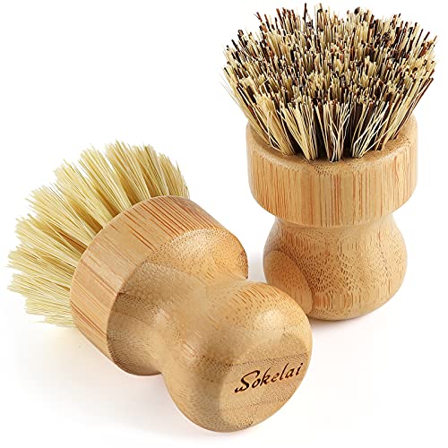 Bamboo Dish Scrub Brushes Set for Kitchen (2 Count)