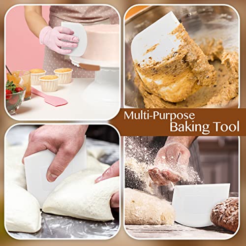 Ram Pro White And Green Bowl Scraper Flexible Food Safe Plastic Scraper Chopper Multipurpose Good Grip Curved and Flat Edge Pizza and Dough Cutter for Kitchen Pack of 2