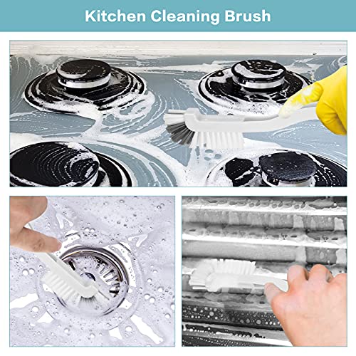 8 Pcs Dish Brush Bottle Bathroom Scrub Brushes Kitchen Cleaning Brush Right Angle Kitchen Brush Sink Household Pot Pan Edge Corners Tile Lines Brush with Stiff Bristles (8 Count)