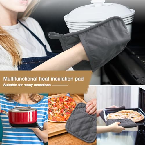 2Pcs Cotton and Neoprene Oven Pads Pot Holders with Pocket 8"x8.5" Dual (2 Count)