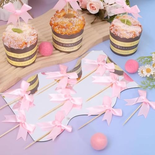 Pink Bow Cupcake Toppers