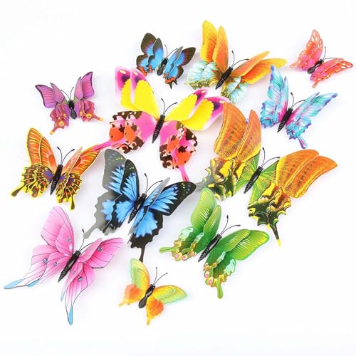 3D Butterfly Wall Decor Butterfly Decorations Stickers with Magnets (72 Count)