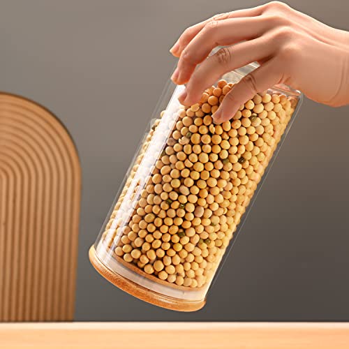 50oz (1400ml) Glass Jar with Lid Airtight Food Storage Container Bamboo Large Clear Canisters Hold Coffee Beans Candy Nuts Sugar