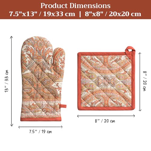 100% Cotton Oven Mitt & Pot Holder Set